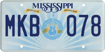 MS license plate MKB078