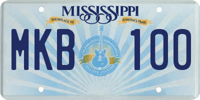 MS license plate MKB100