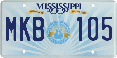MS license plate MKB105