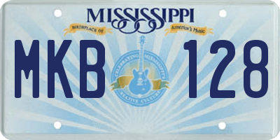 MS license plate MKB128