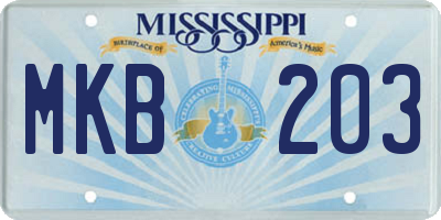 MS license plate MKB203