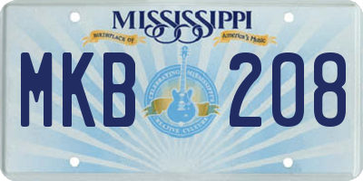 MS license plate MKB208