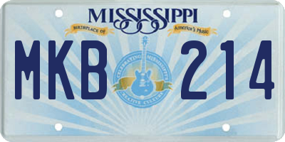 MS license plate MKB214