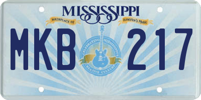 MS license plate MKB217