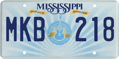 MS license plate MKB218
