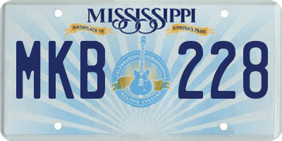 MS license plate MKB228