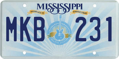 MS license plate MKB231