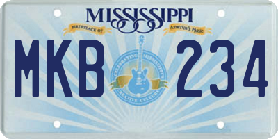 MS license plate MKB234