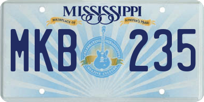 MS license plate MKB235