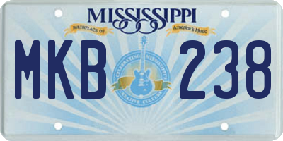 MS license plate MKB238