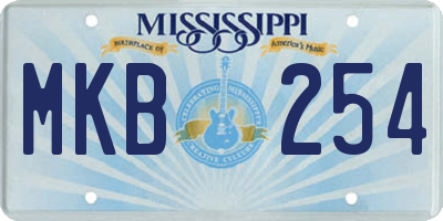 MS license plate MKB254