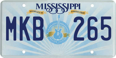 MS license plate MKB265