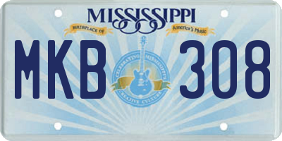 MS license plate MKB308