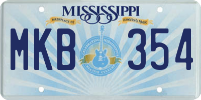 MS license plate MKB354