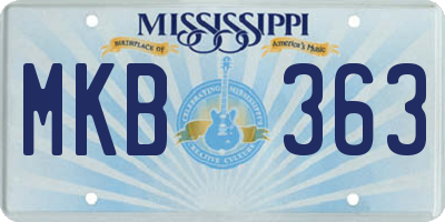 MS license plate MKB363