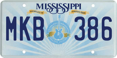 MS license plate MKB386