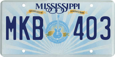 MS license plate MKB403