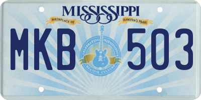 MS license plate MKB503