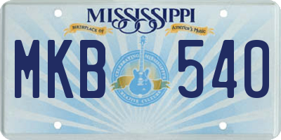 MS license plate MKB540