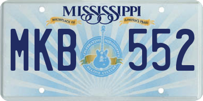 MS license plate MKB552