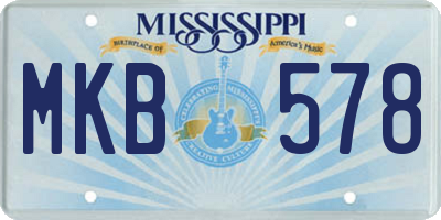 MS license plate MKB578