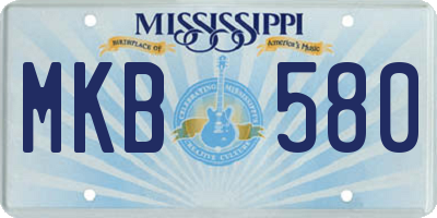 MS license plate MKB580