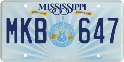 MS license plate MKB647
