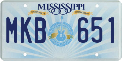 MS license plate MKB651
