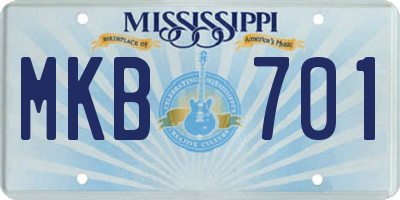 MS license plate MKB701