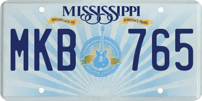 MS license plate MKB765