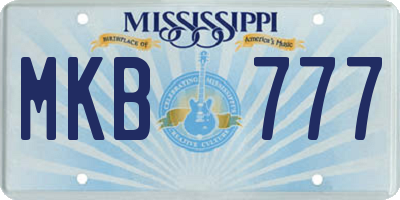 MS license plate MKB777