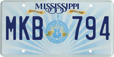 MS license plate MKB794