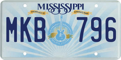 MS license plate MKB796
