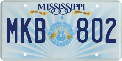 MS license plate MKB802