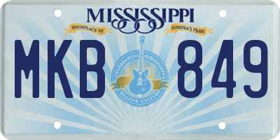 MS license plate MKB849