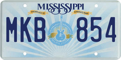 MS license plate MKB854