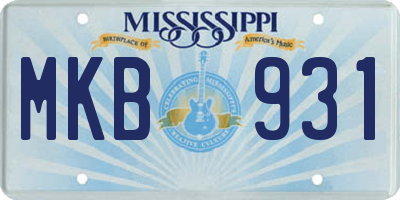 MS license plate MKB931