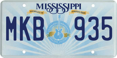 MS license plate MKB935