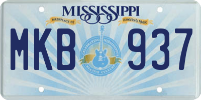 MS license plate MKB937