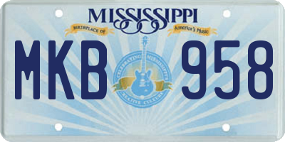 MS license plate MKB958