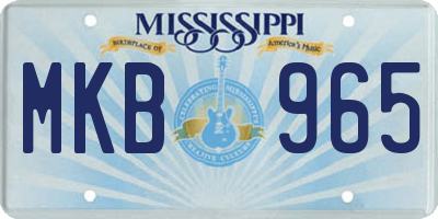 MS license plate MKB965