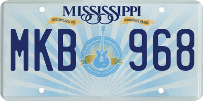 MS license plate MKB968