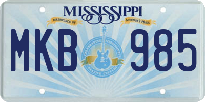 MS license plate MKB985