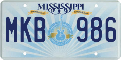 MS license plate MKB986