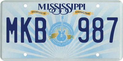 MS license plate MKB987