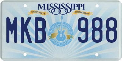 MS license plate MKB988