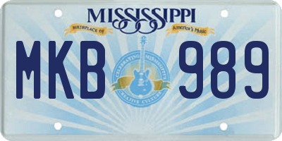 MS license plate MKB989