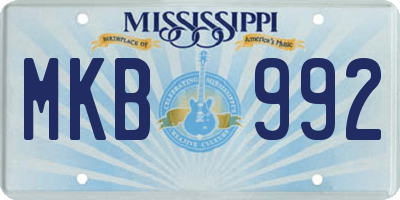 MS license plate MKB992