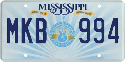 MS license plate MKB994