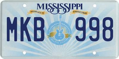 MS license plate MKB998